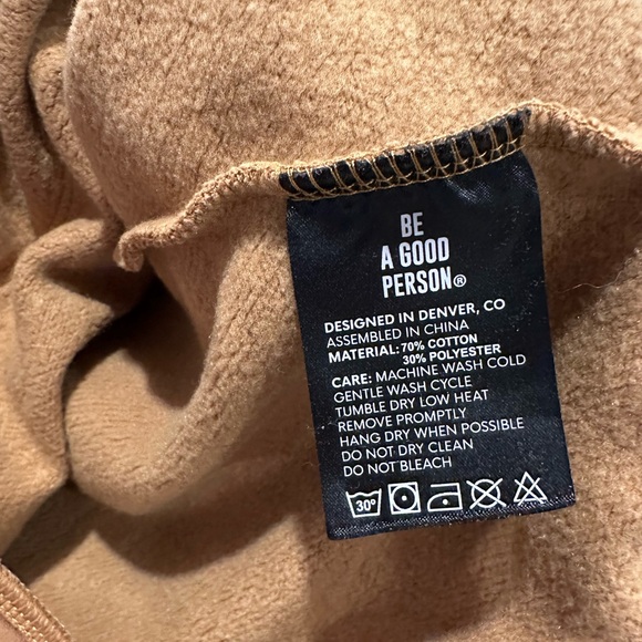 Be a Good Person Hoodie. Brown. Like new condition. XS. Raw sleeves. - Picture 9 of 9